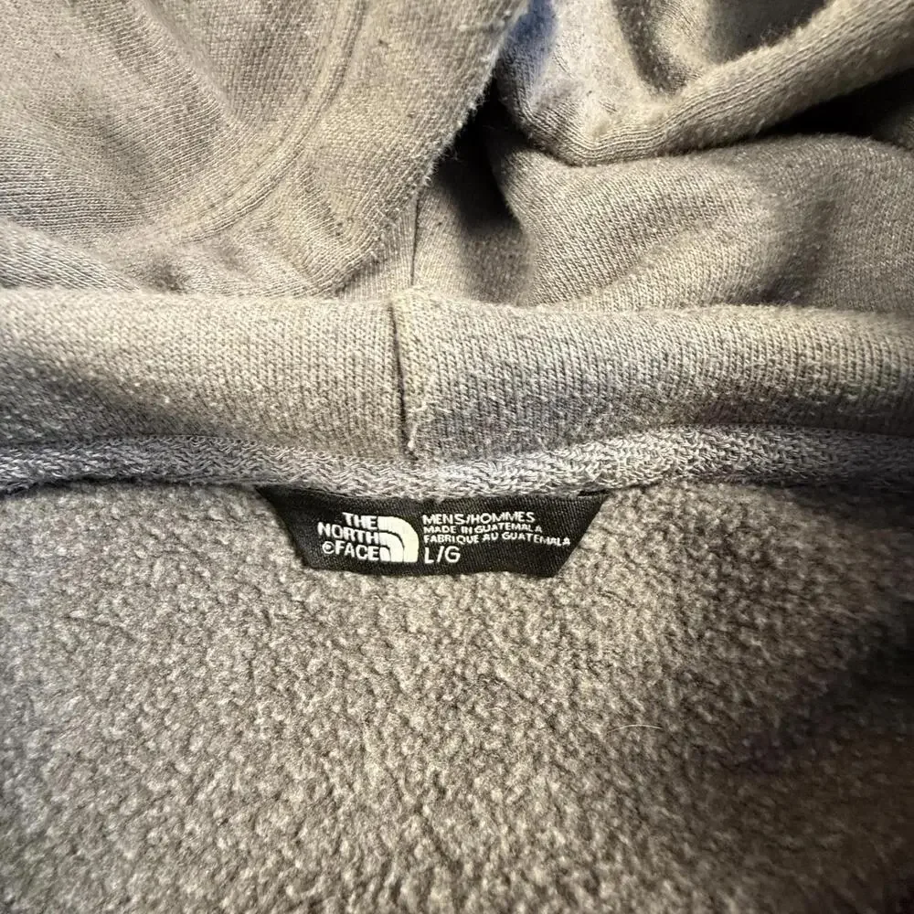 The North Face Mens Gray Red Box Logo Pullover Hoodie Large #1741